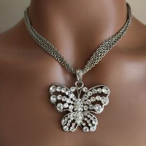Elegant Silver Butterfly Pendant Necklace